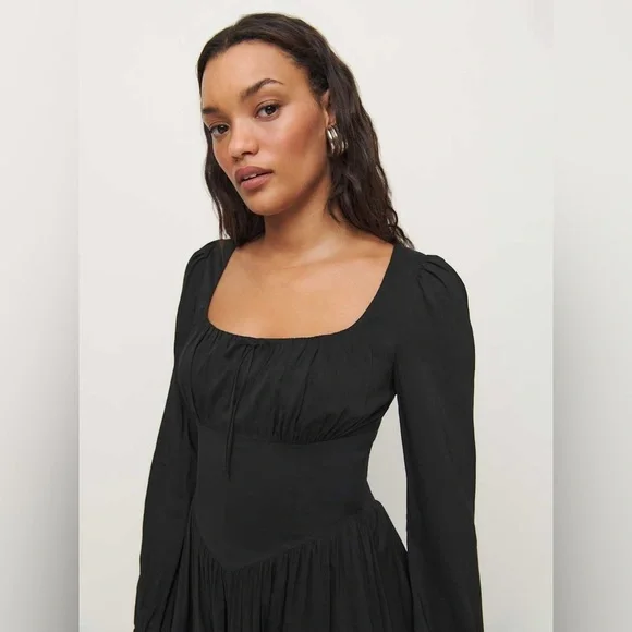 Reformation Oria Long Sleeve Black Dress B2903 Reformation Oria Long Sleeve Black Dress B2903